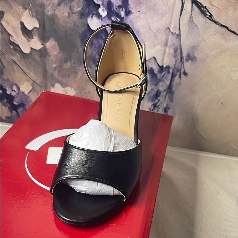 Journee Collection Black Open-Toe Heels